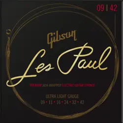 GIBSON LES PAUL PREMIUM SILK-WRAPPED STRINGS, ULTRA LIGHT GAUGE .09-.042