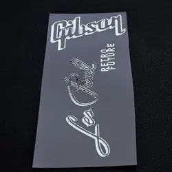 GIBSON LES PAUL RETROFUTURE SOLID SILVER CUSTOM WATERSLIDE HEADSTOCK DECAL NEW