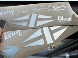 2PCS GIBSON GUITAR LES PAUL LP NECK HEADSTOCK SELF-ADHESIVE SILVER METAL STICKER