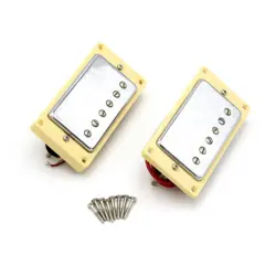 CHROME GUITAR PICKUP HUMBUCKER CEREMIC WAX-POTTED YELLOW FRAME SET FOR GIBSON LP