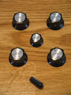 RICKENBACKER 1990 BLACK CHROME REFLECTOR GUITAR CONTROL KNOBS