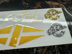GIBSON CUSTOM SHOP GUITAR HEADSTOCK VINYL UV RAISED STICKER DECALS SILVER GOLDEN