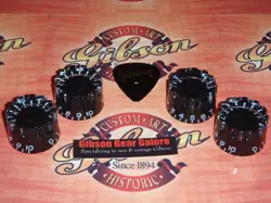 GIBSON LES PAUL KNOBS SPEED BLACK RIDGED SET GUITAR PARTS SG CUSTOM ES HP GRIP L
