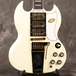 EPIPHONE INSPIRED BY GIBSON CUSTOM 1963 LES PAUL SG WITH MAESTRO VIBROLA *YM695