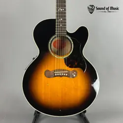 GIBSON J-180 EC STARBURST ACOUSTIC-ELECTRIC GUITAR W/CASE - VINTAGE SUNBURST