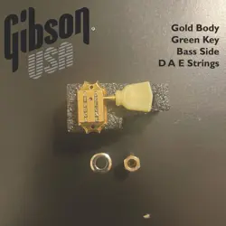 SINGLE GIBSON DELUXE TUNER BASS SIDE GOLD/GREEN KEY