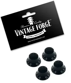 BLACK LEFT HAND (LEFTY) TOP HAT BELL KNOBS FOR GIBSON LES PAUL GUITAR (4) NEW