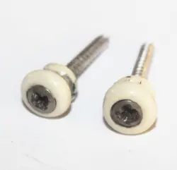 VINTAGE 1960'S GIBSON WHITE STRAP BUTTONS WITH SCREWS 1950'S