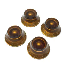 (4) AMBER BELL KNOBS FOR USA GIBSON® GUITAR/BASS FITS 6MM CTS POTS