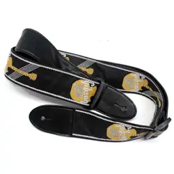 GIBSON ADJUSTABLE THICKENED PRINTED FABRIC EMBROIDERY LEATHER GUITAR BASS STRAP