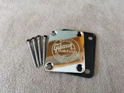 ETCHED CHROME GIBSON BALDWIN EDUCATION MUSIC PLATED GUITAR BASS NECK PLATES