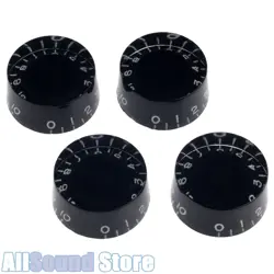 4 VINTAGE STYLE EMBOSSED SPEED KNOBS FOR GIBSON USA CTS SPLIT SHAFT POTS - BLACK