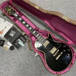 ELECTRIC GUITAR GIBSON 1974 LES PAUL CUSTOM VOS EBONY MADE IN USA WITH HARD CASE
