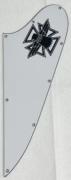 WHITE 3-PLY FOR FIT  GIBSON THUNDEBIRD STYLE BLACK LOGO GUITAR PICKGUARD