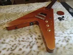 58 FLYING V REPLICA.  CHAMBERED MAHOGANY BODY KLUSON USA & GIBSON LES PAUL PARTS