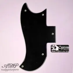PICKGUARD BLACK LEFT-HANDED HALFFACE 3PLY FOR GIBSON SG VINTAGE 1961-1970