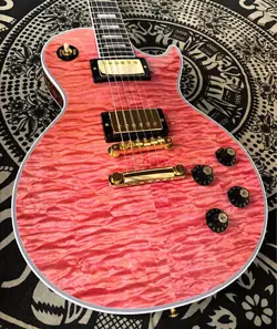 GIBSON CUSTOM SHOP 1968 LES PAUL CUSTOM 7A QUILTED MAPLE-CHABLIS PINK GLOSS OUR 