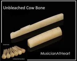 MUSICIANATHEART UNBLEACHED BONE NUT SADDLE & BRIDGE PINS SET FOR GIBSON GUITAR
