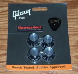 GIBSON LES PAUL KNOBS SET TOP HAT BLACK SILVER GUITAR PARTS SG CUSTOM T ES NOS