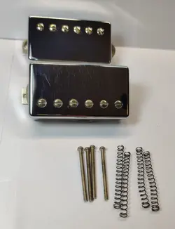 GIBSON PICKUP SET 490R AND 498T, CHROME COVERS, MOUNTING SCREWS AND SPRINGS