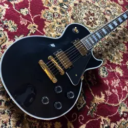 GIBSON CUSTOM SHOP JET BLACK FINGERBOARD LES PAUL CUSTOM W EBONY FINGERBOARD GLO