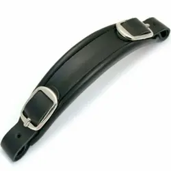 NEW GUITAR CASE HANDLE LEATHER REPLACEMENT W/ BUCKLES FOR GIBSON® STYLE - BLACK