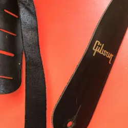 GIBSON LEATHER STRAP BLACK WITH SLITS FROM JAPAN