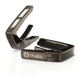 THALIA GIBSON LICENSED BLACK CHROME FINISH GUITAR CAPO, SPLIT PARALLELOGRAM