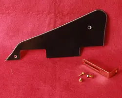 BLACK 3 PLY PICKGUARD FOR GIBSON LES PAUL CUSTOM W/ GOLD BRACKET #004B