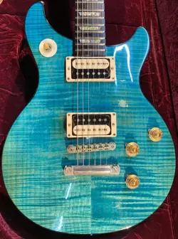 GIBSON CUSTOM SHOP TAK MATSUMOTO DC STANDARD FLAME TOP AQUA BLUE
