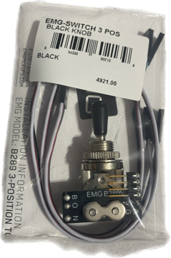 EMG 3 POS POSITION CHROME GIBSON STYLE TOGGLE SWITCH B289 BLACK TIP ( SCRATCHES)