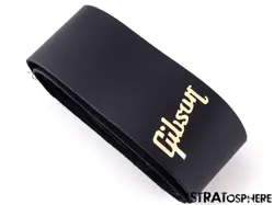 GIBSON BLACK LEATHER GUITAR STRAP FROM LES PAUL STANDARD 60S GOLD LOGO