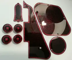 PICKGUARD,BACK PLATES,TRUSS ROD COVER, KNOBS. RED/BLACK.FITS GIBSON LES PAUL JAT