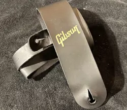 GIBSON GUITAR STRAP LEATHER STRAP LEATHER BLACK (RARE LIMITED)