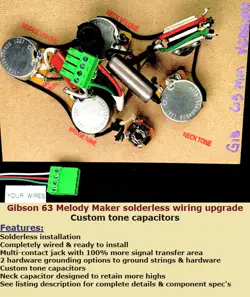 GIBSON 63/65 HH MELODY MAKER SOLDERLESS WIRING UPGRADE +CUSTOM VALUE PIO CAPS