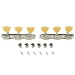 KLUSON 3 PER PLATE TUNERS NICKEL IVORY BUTTERFLY BUTTONS FITS GIBSON,KAY,SUPRO