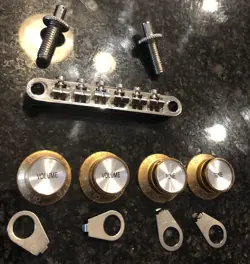 TOM TUNEOMATIC LOCKTONE BRIDGE WITH POSTS NICKEL EPIPHONE GIBSON KNOBS OPEN BOX
