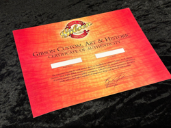 GIBSON CUSTOM SHOP CERTIFICATE OF AUTHENTICITY LES PAUL SG COA   5 PIECE TAG SET