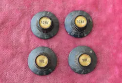 VINTAGE 1968 GIBSON WITCHHAT KNOBS WITCH HAT BLACK GOLD INSERTS LES PAUL CUSTOM