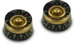 4 GIBSON STYLE SPEED KNOBS BLACK/GOLD FIT LES PAUL USA