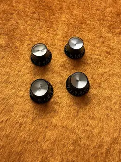 GIBSON VINTAGE BLACK REFLECTOR KNOBS GOLD INSERTS LES PAUL ES SG 1960’S 1970’S