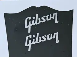 2  GUITAR HEADSTOCK LOGOS, DIE-CUT VINYL DECAL,  SILVER,   GIBSON