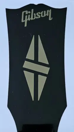 2 DECAL HEADSTOCK GIBSON LOGOS &  1  SPLIT DIAMOND, GOLD DIE-CUT VINYL DECAL