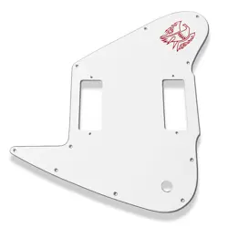WHITE 3 PLY PICKGUARD 2 PU GIBSON CUSTOM SHOP NON REVERSE FIREBIRD W/ DECAL