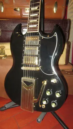 2015 GIBSON SGS3 3 PICKUP CUSTOM LIMITED EDITION BLACK W SIDEWAYS VIBROLA