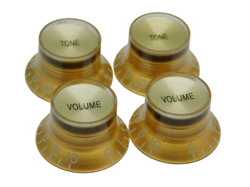 GOLD BELL GIBSON®STYLE GOLD TOP REFLECTOR KNOBS 2 VOLUME, 2 TONE 24 SPLINE CTS