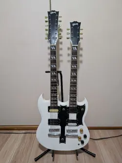 NON GIBSON DOUBLE NECK GUITAR WHITE #QOELWB
