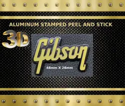 GIBSON GUITAR HEADSTOCK DECAL STICKER RESTORATION 3D METAL LOGO M143-4