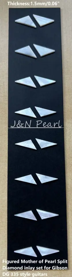FIGURED MOTHER OF PEARL SPLIT DIAMOND INLAY SET FOR GIBSON DG 335 STYLE GUITARS