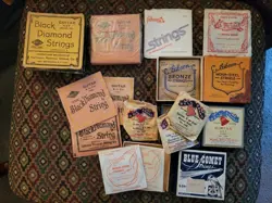 VINTAGE GUITAR BANJO STRINGS GIBSON BELL BRAND BLUE COMMET BLACK DIAMOND SEALED